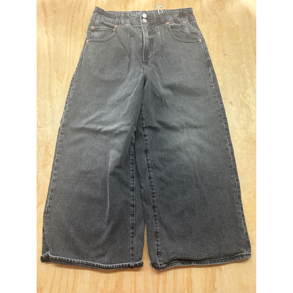 Pistola Wide Leg Jeans Womens 29 Faded Black High Rise Scarlett‎ Crop culotte